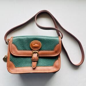 *FAKE* Vtg Dooney & Bourke Crossbody Purse Green Faux Leather Fall Medium Size